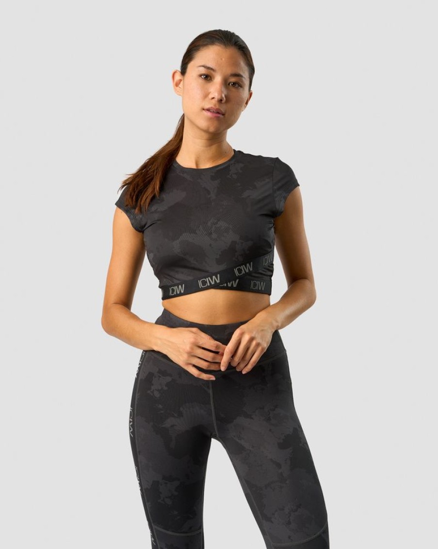 Damer ICIW T-Shirts | Ultimate Training Cropped T-Shirt Black Camo