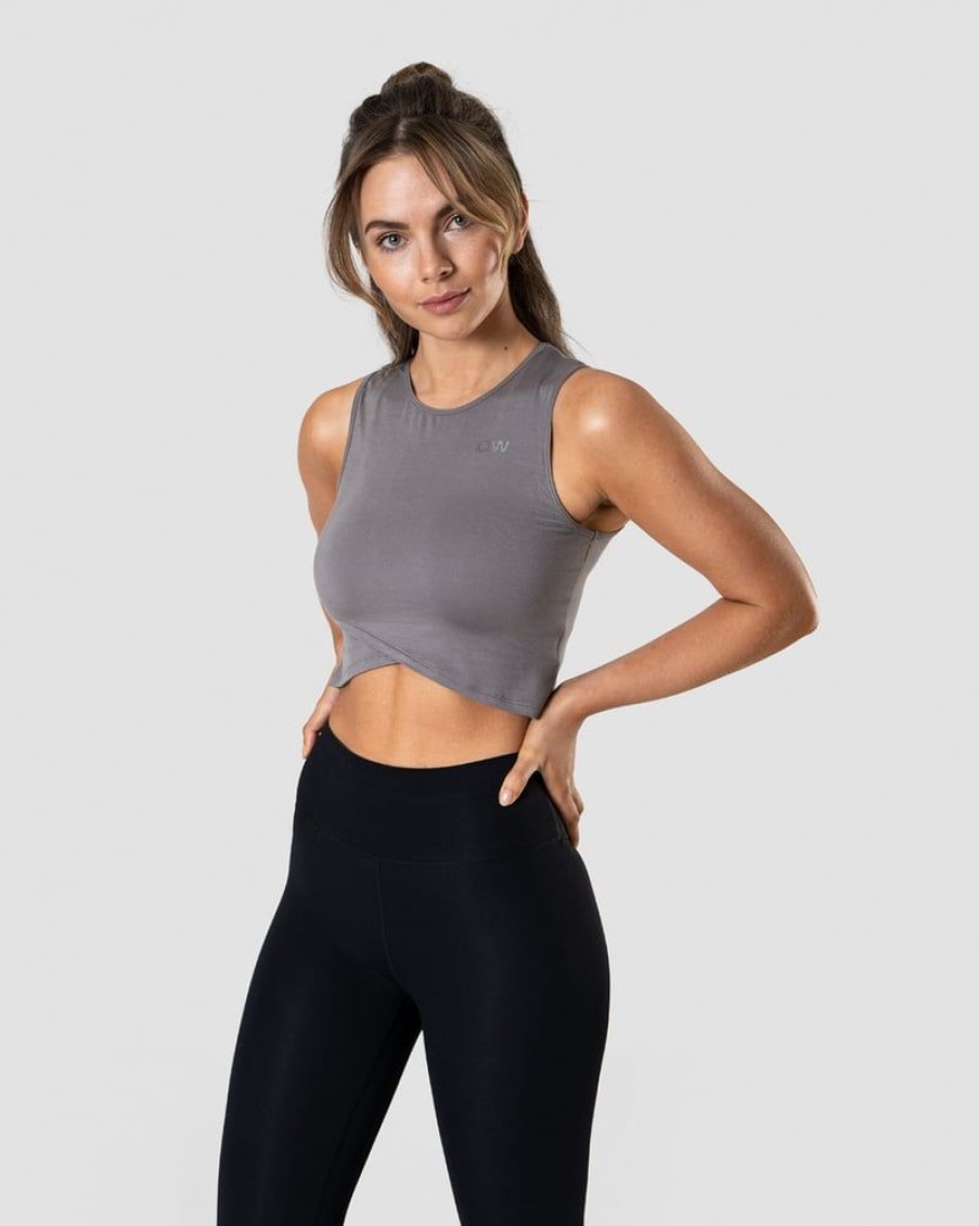 Damer ICIW Tanktops | Nimble Cropped Tank Top Grey Wmn