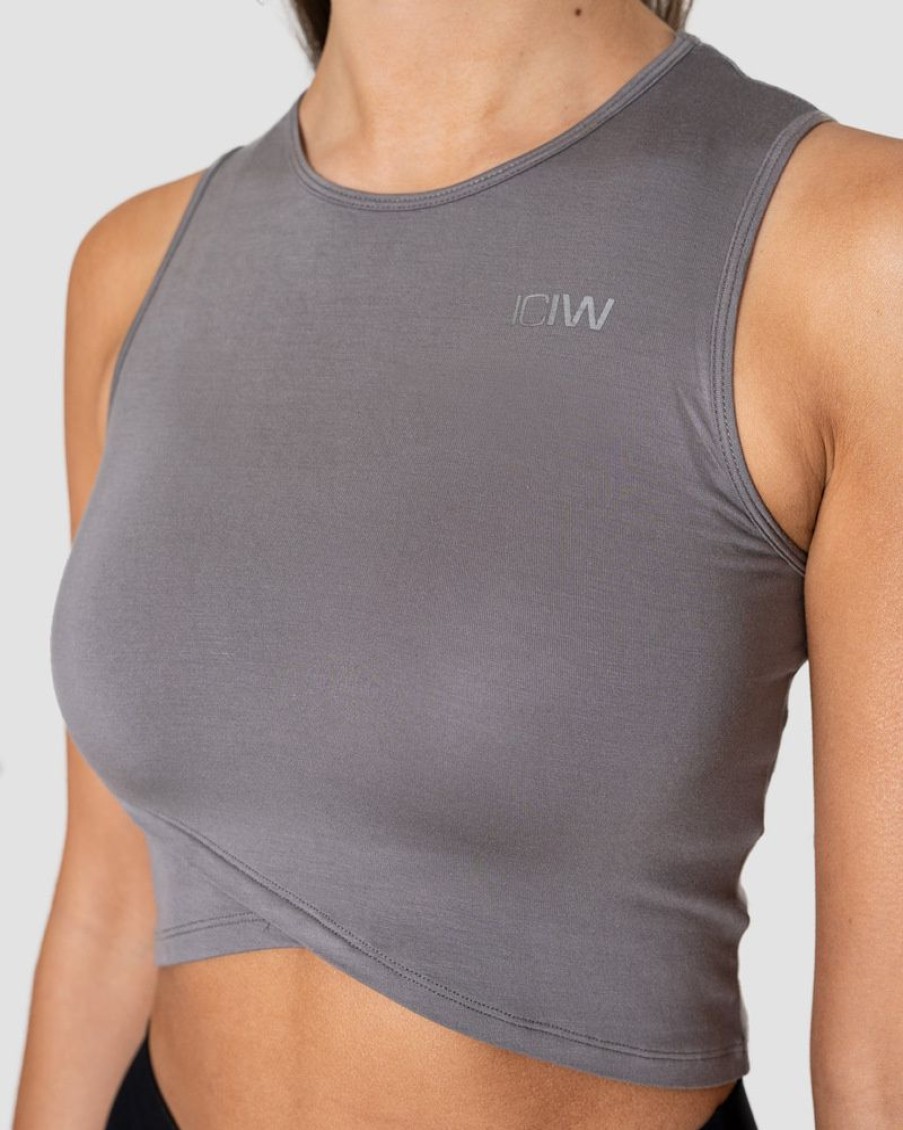 Damer ICIW Tanktops | Nimble Cropped Tank Top Grey Wmn