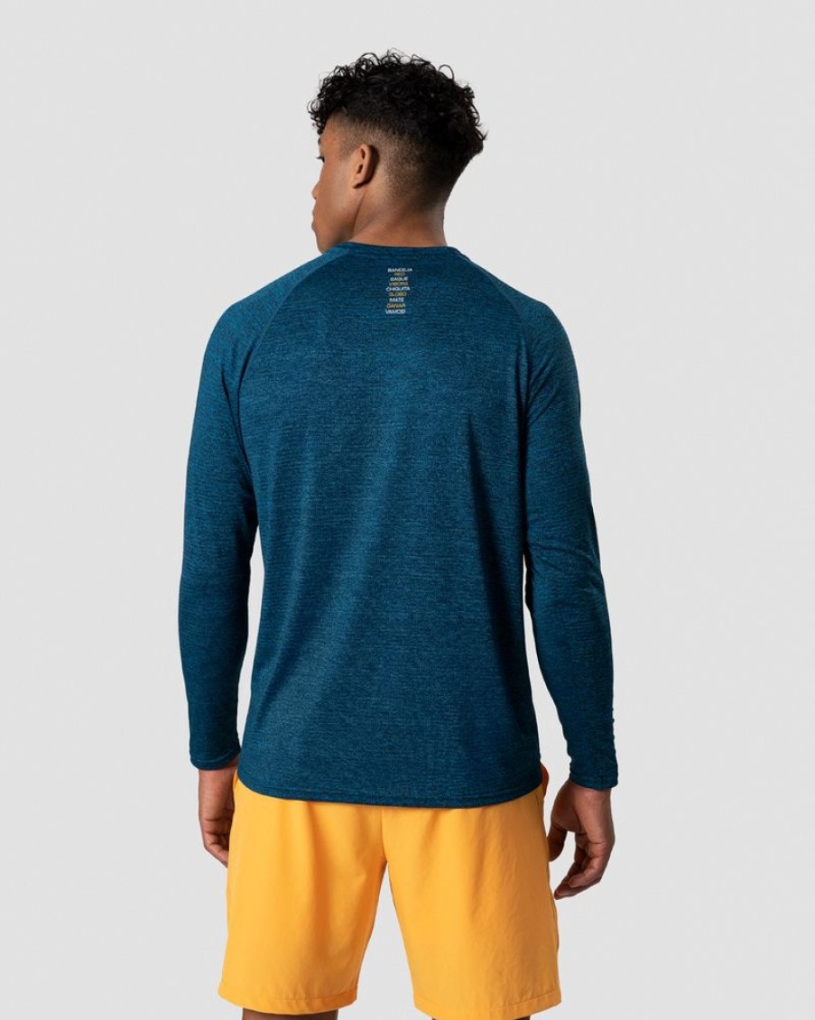 Herrer ICIW Langaermede Trojer | Smash Padel Mesh Longsleeve Teal Melange Men