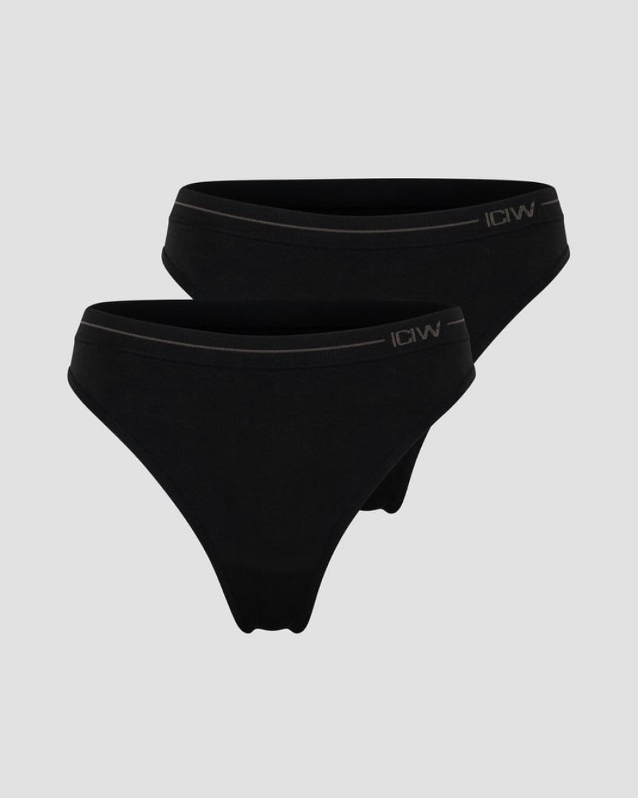 Damer ICIW Seamless Traeningstoj | Everyday Seamless Thong 2-Pack Black