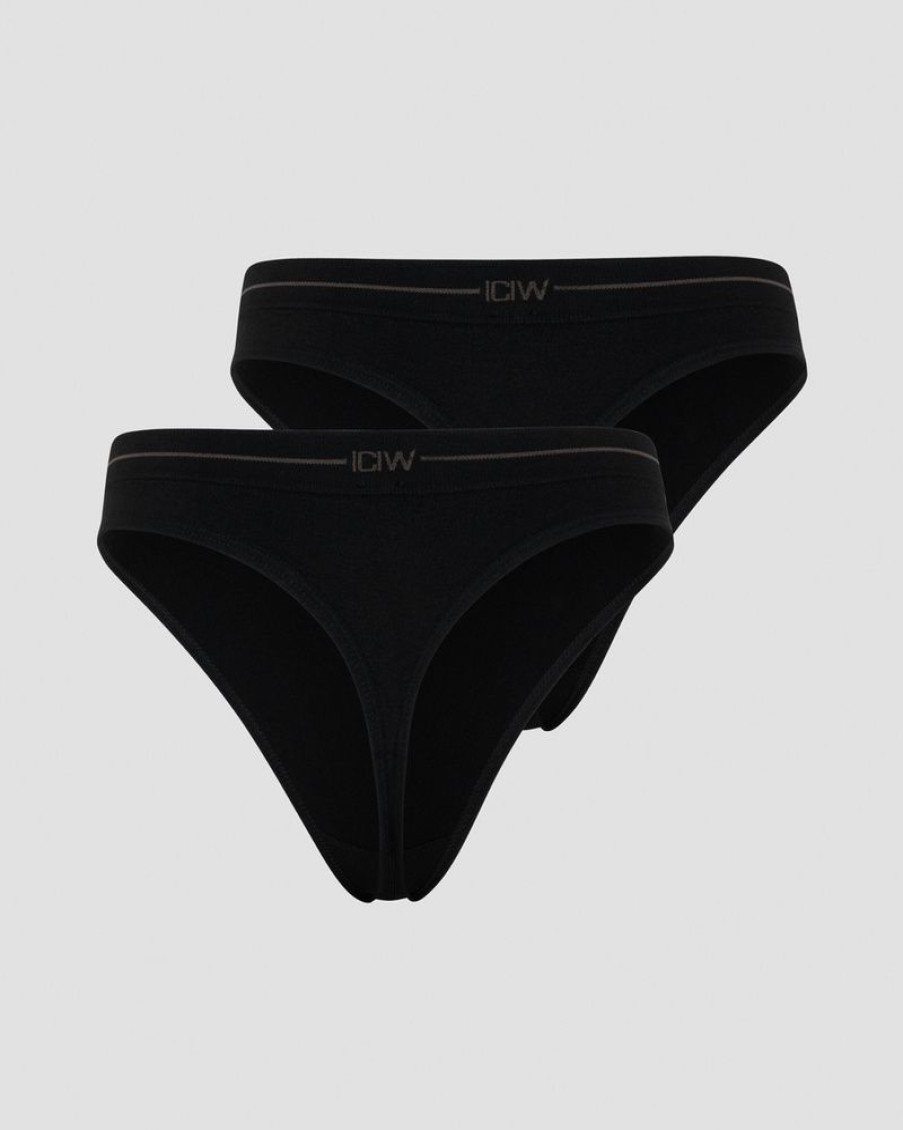 Damer ICIW Seamless Traeningstoj | Everyday Seamless Thong 2-Pack Black