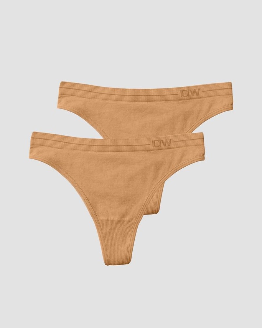 Damer ICIW Seamless Traeningstoj | Everyday Seamless Thong 2-Pack Almond