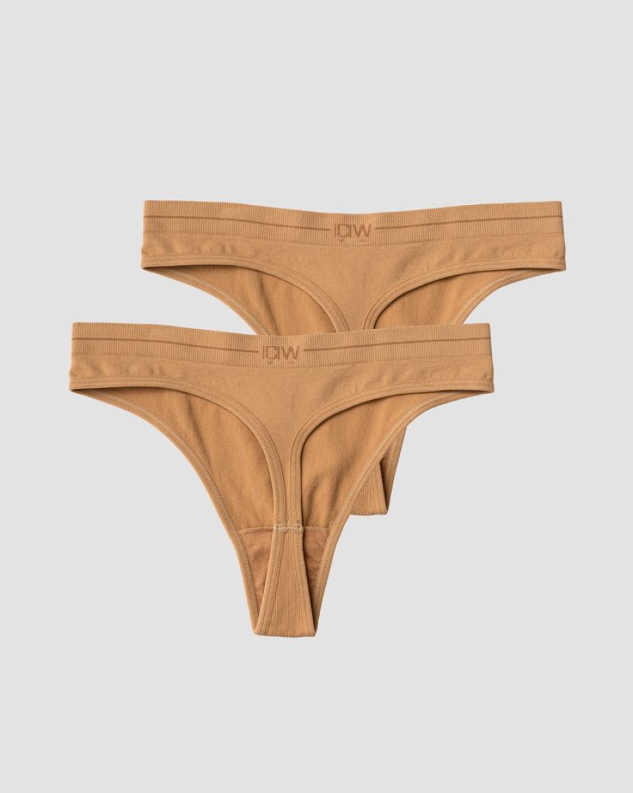 Damer ICIW Seamless Traeningstoj | Everyday Seamless Thong 2-Pack Almond