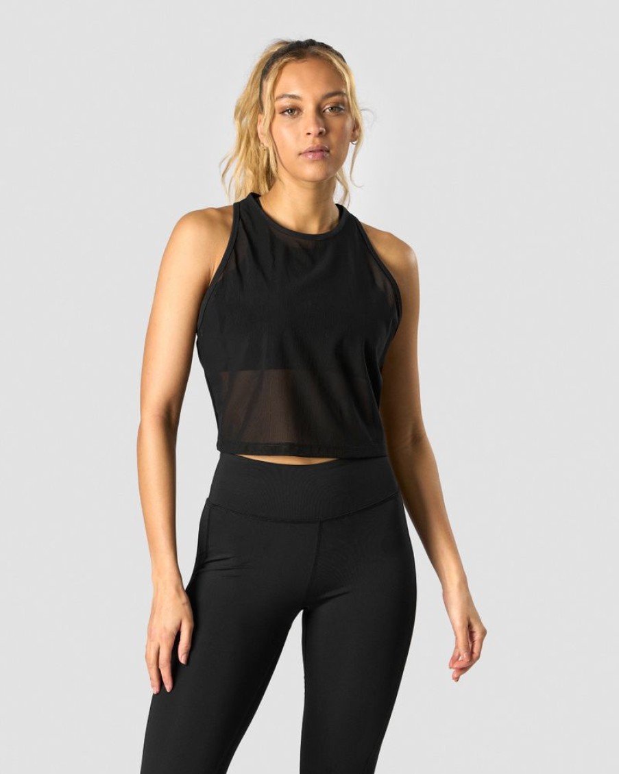 Damer ICIW Tanktops | Revive Mesh Cropped Tank Top Wmn Black