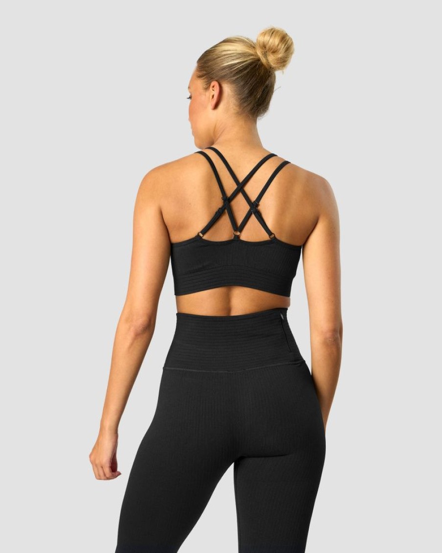 Damer ICIW Sports-Bh'Er | Ribbed Define Seamless Strappy Bra Black