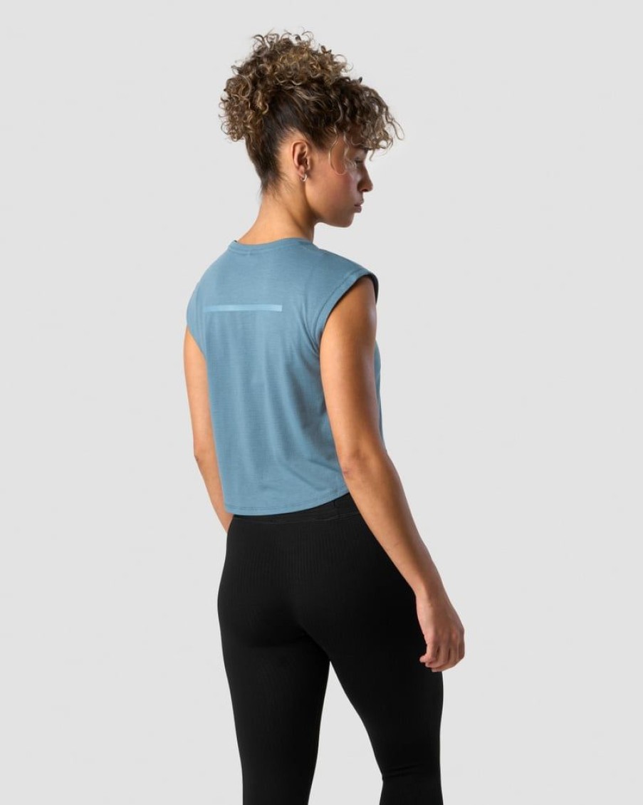 Damer ICIW Tanktops | Stride Cropped Tank Wmn Steel Blue