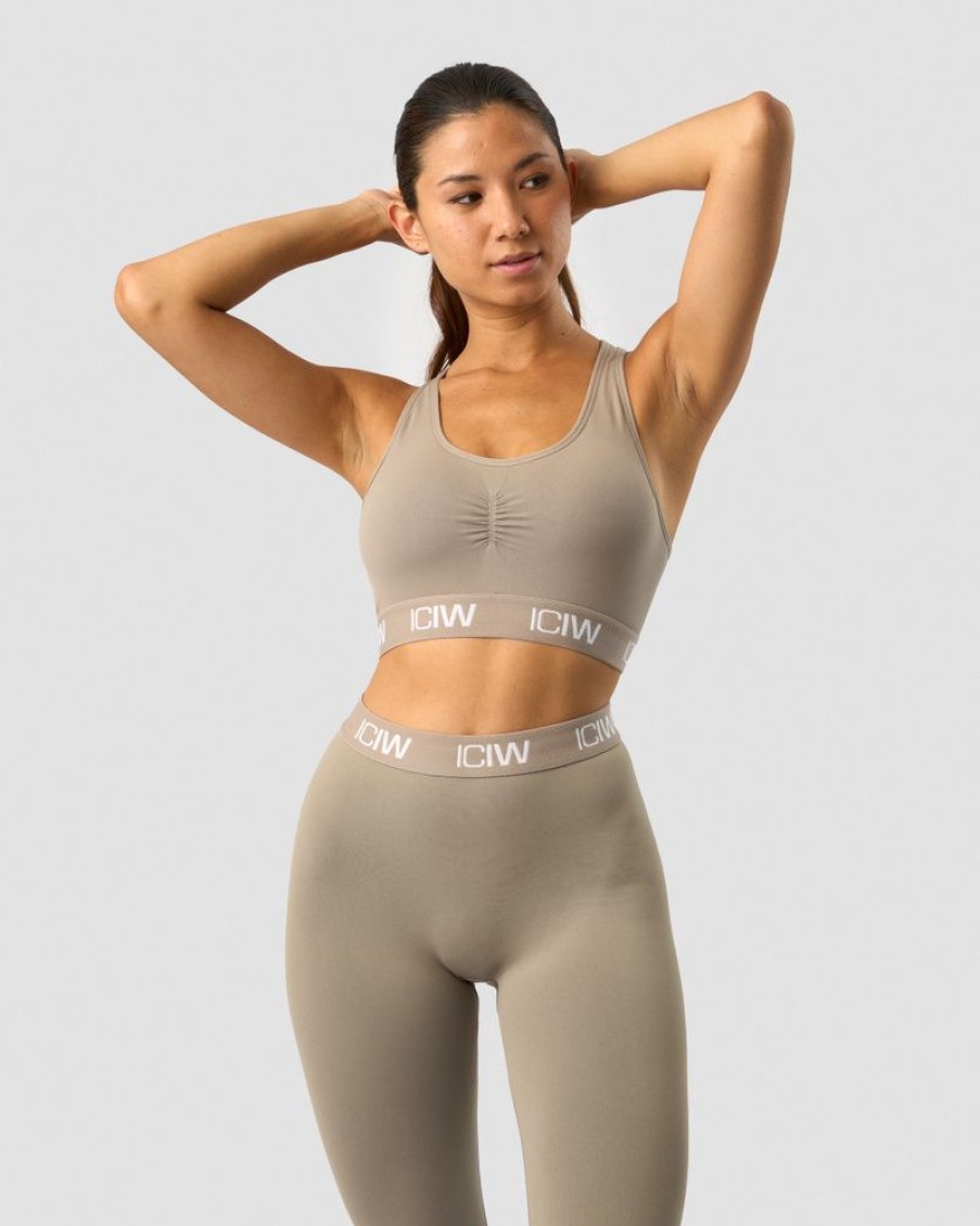 Damer ICIW Sports-Bh'Er | Define Seamless Logo Scrunch Sports Bra Taupe