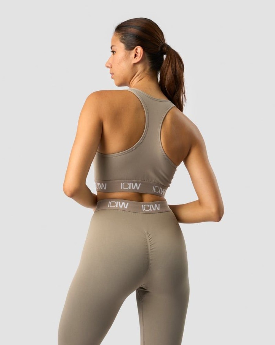 Damer ICIW Sports-Bh'Er | Define Seamless Logo Scrunch Sports Bra Taupe