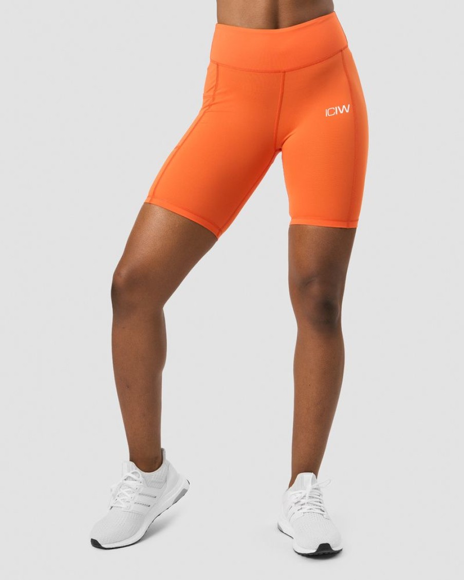 Damer ICIW Shorts | Scrunch V-Shape Pocket Biker Shorts Orange