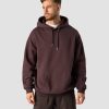 Herrer ICIW Langaermede Trojer | Everyday Relaxed Hoodie Center Logo Men Burgundy