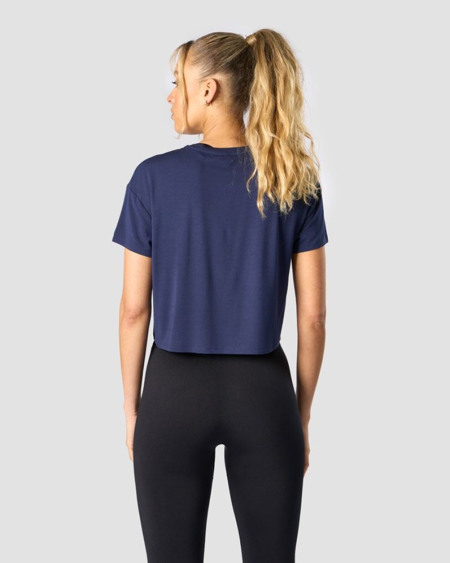 Damer ICIW T-Shirts | Everyday Cropped T-Shirt Space Blue