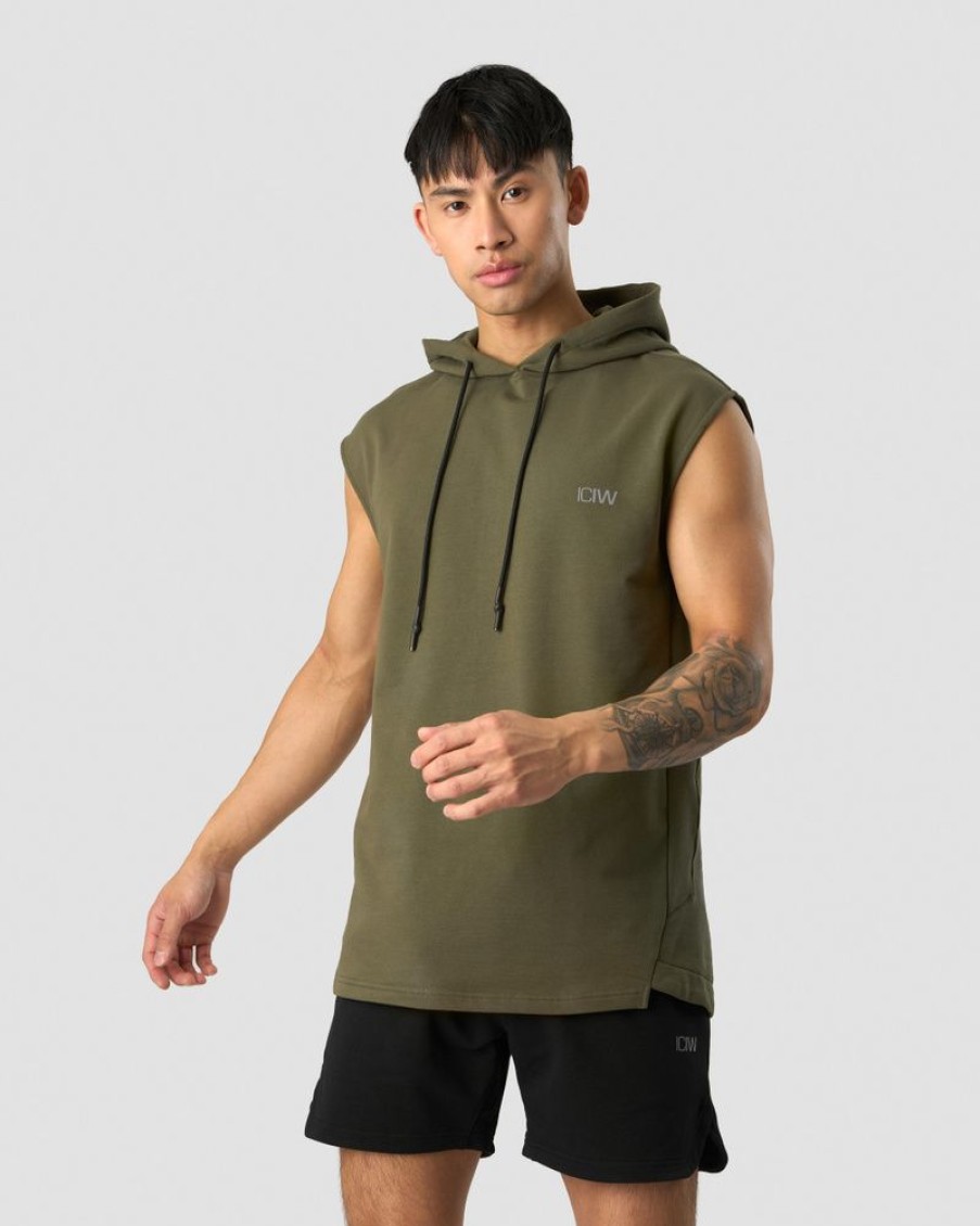 Herrer ICIW Tanktops | Stride Sleeveless Hoodie Men Dark Green