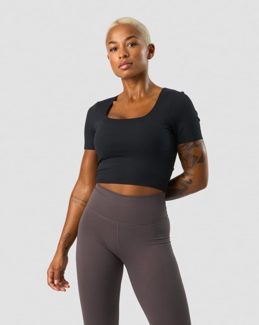 Damer ICIW T-Shirts | Nimble Soft Cropped T-Shirt Black