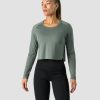 Damer ICIW Langaermede Trojer | Stride Cropped Long Sleeve Wmn Sea Green