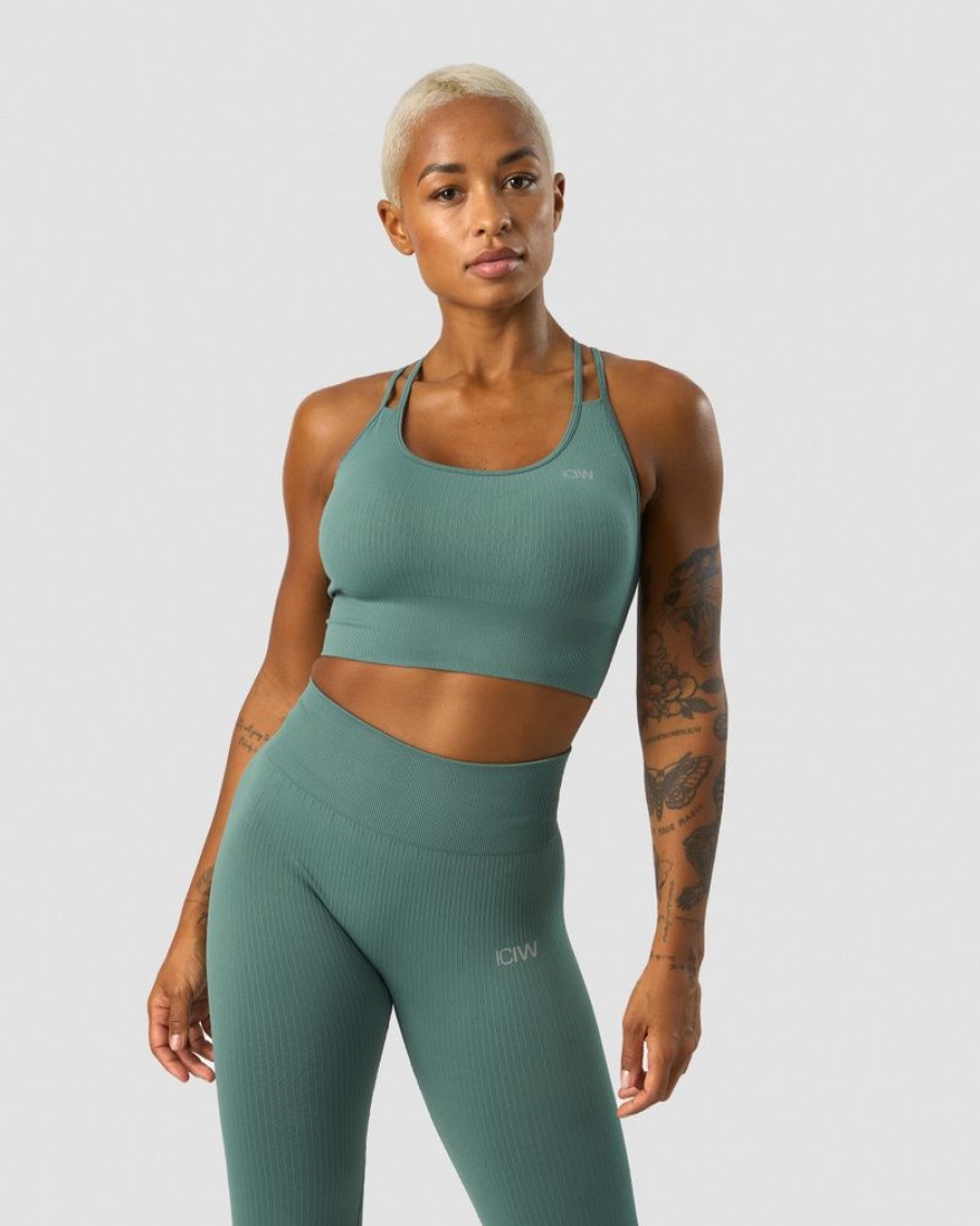 Damer ICIW Sports-Bh'Er | Ribbed Define Seamless Sports Bra Sea Green