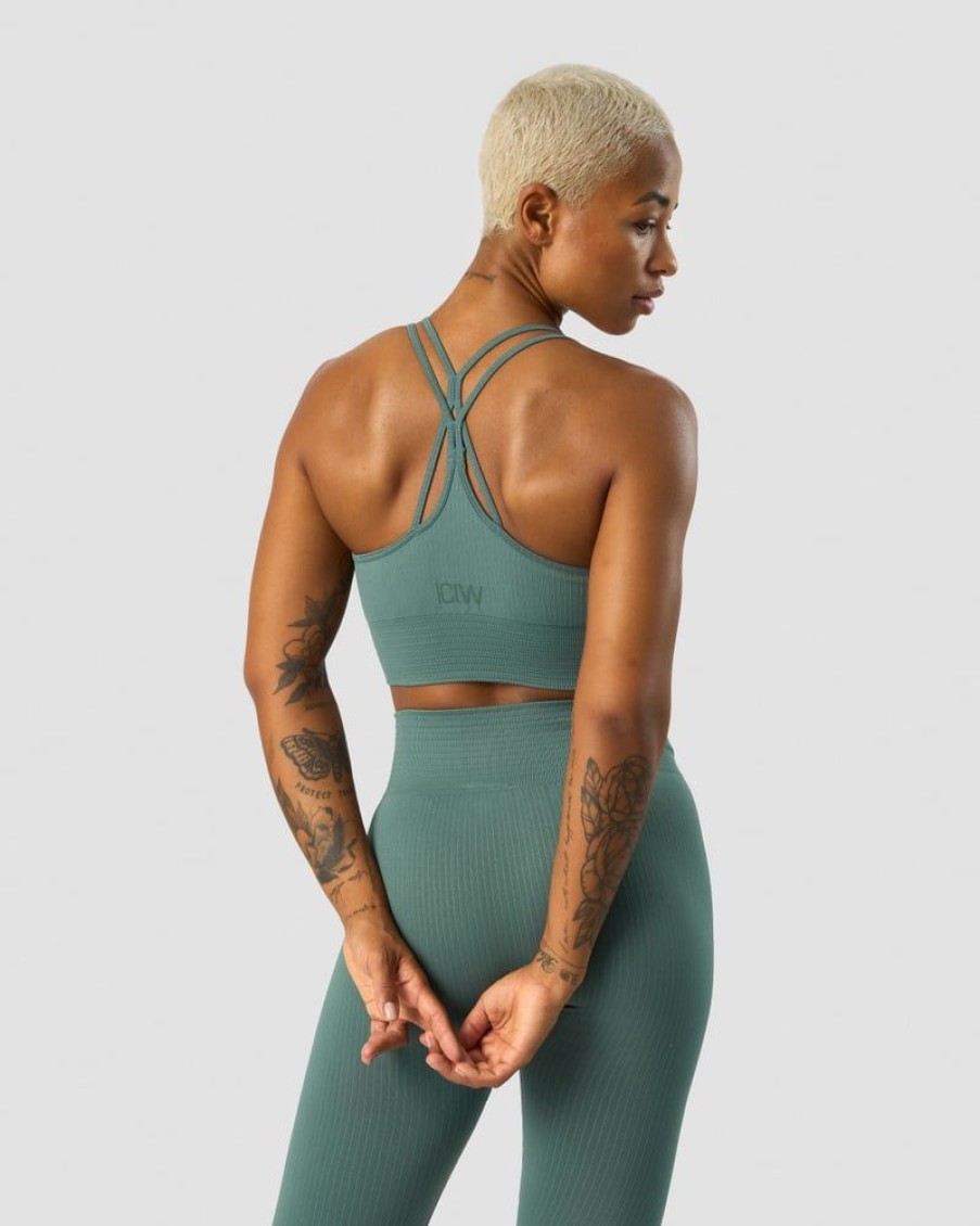 Damer ICIW Sports-Bh'Er | Ribbed Define Seamless Sports Bra Sea Green