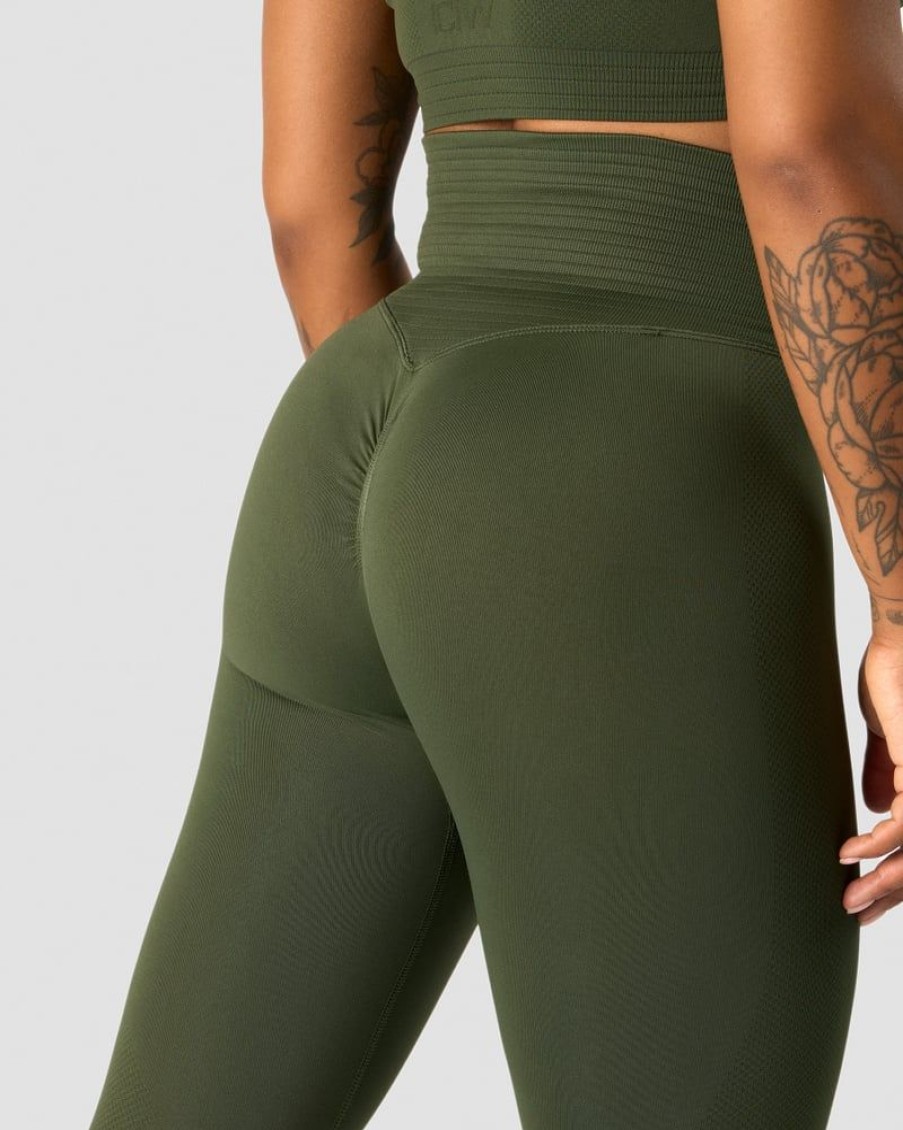 Damer ICIW Tights & Leggings | Define Seamless Scrunch Tights Autumn Green