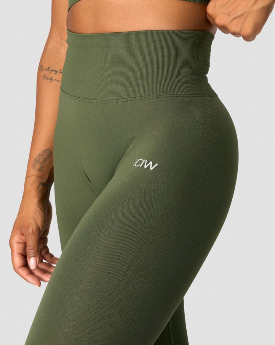 Damer ICIW Tights & Leggings | Define Seamless Scrunch Tights Autumn Green