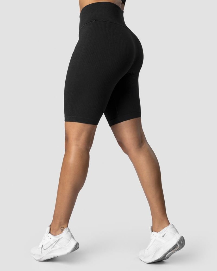 Damer ICIW Seamless Traeningstoj | Ribbed Define Seamless Biker Shorts Black Wmn