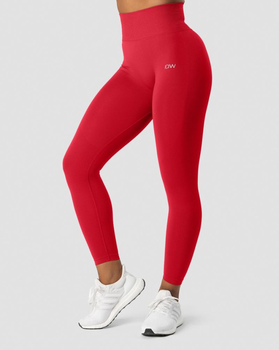 Damer ICIW Tights & Leggings | Define Seamless Scrunch Tights Red