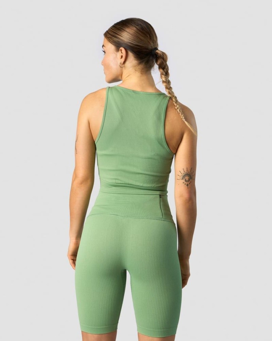 Damer ICIW Seamless Traeningstoj | Ribbed Define Seamless Tank Top Light Green