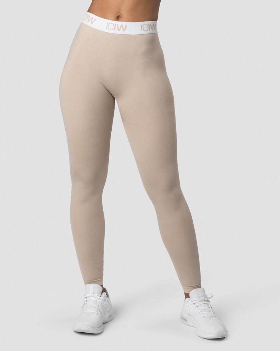 Damer ICIW Tights & Leggings | Define Seamless Logo Tights Wmn Sand/White