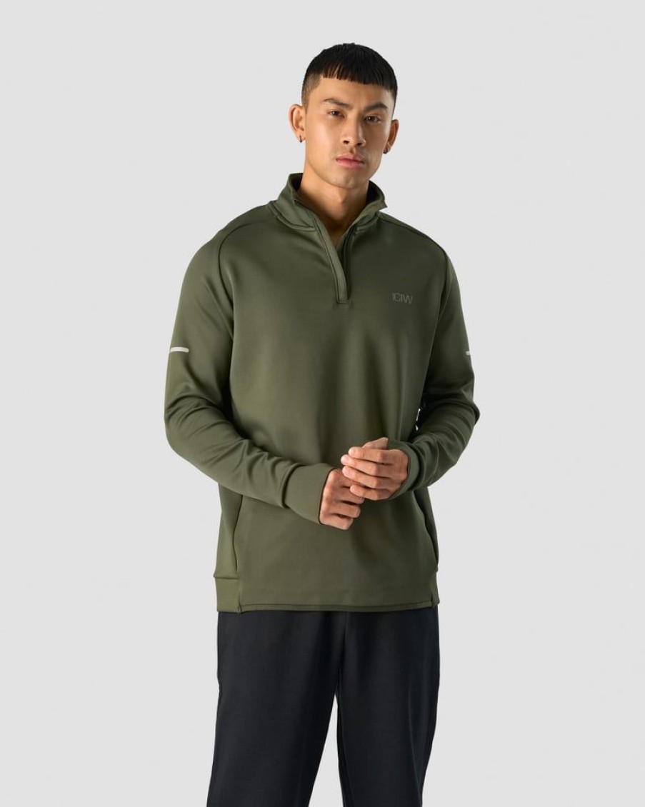 Herrer ICIW Langaermede Trojer | Mercury 1/4 Zip Crewneck Pine Green