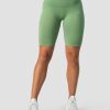 Damer ICIW Seamless Traeningstoj | Ribbed Define Seamless Pocket Biker Shorts Light Green