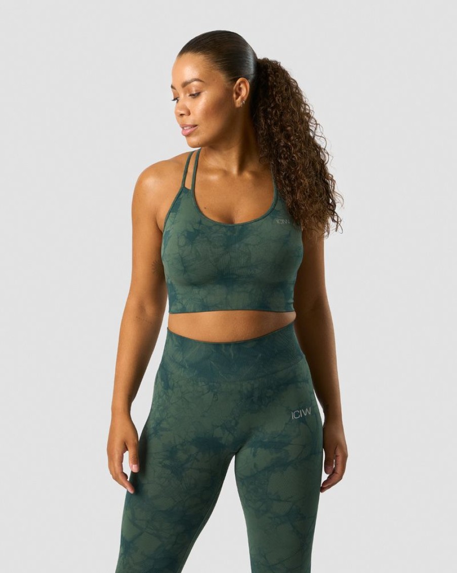 Damer ICIW Sports-Bh'Er | Define Seamless Tie Dye Sports Bra Dark Green