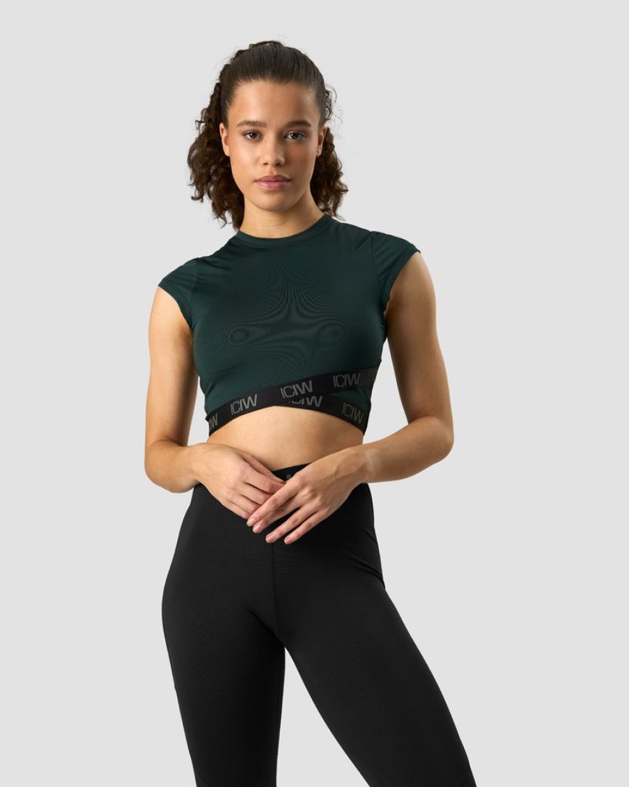 Damer ICIW T-Shirts | Ultimate Training Cropped T-Shirt Deep Green