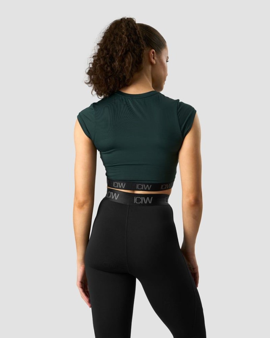 Damer ICIW T-Shirts | Ultimate Training Cropped T-Shirt Deep Green