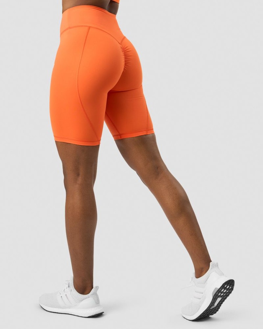 Damer ICIW Shorts | Scrunch V-Shape Biker Shorts Orange