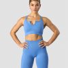 Damer ICIW Sports-Bh'Er | Ribbed Define Seamless Strappy Bra Pacific Blue