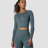 Damer ICIW Seamless Traeningstoj | Define Seamless Ls Crop Top Jungle Green Wmn