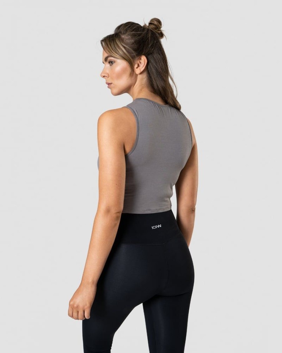 Damer ICIW Tanktops | Nimble Crop Top Grey Wmn