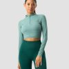 Damer ICIW Seamless Traeningstoj | Define Cropped 1/4 Zip Mineral Green