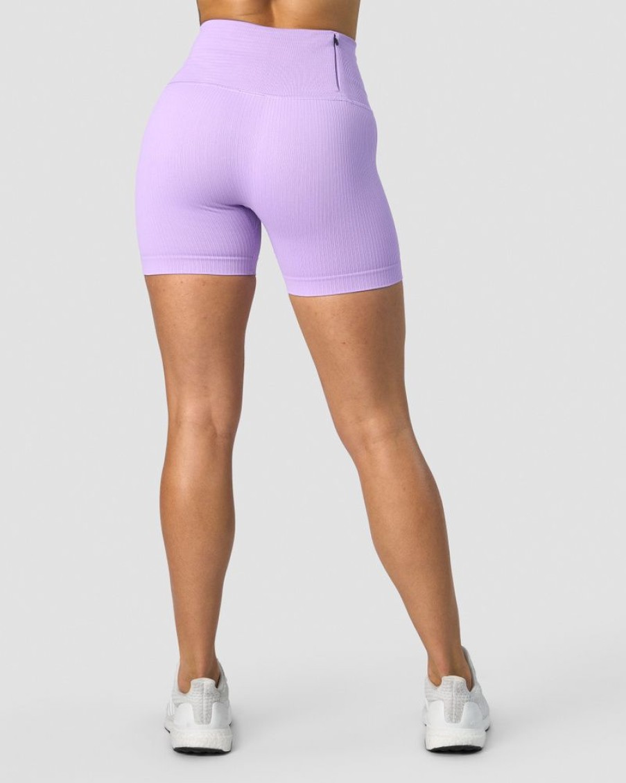 Damer ICIW Seamless Traeningstoj | Ribbed Define Seamless Pocket Shorts Lavender