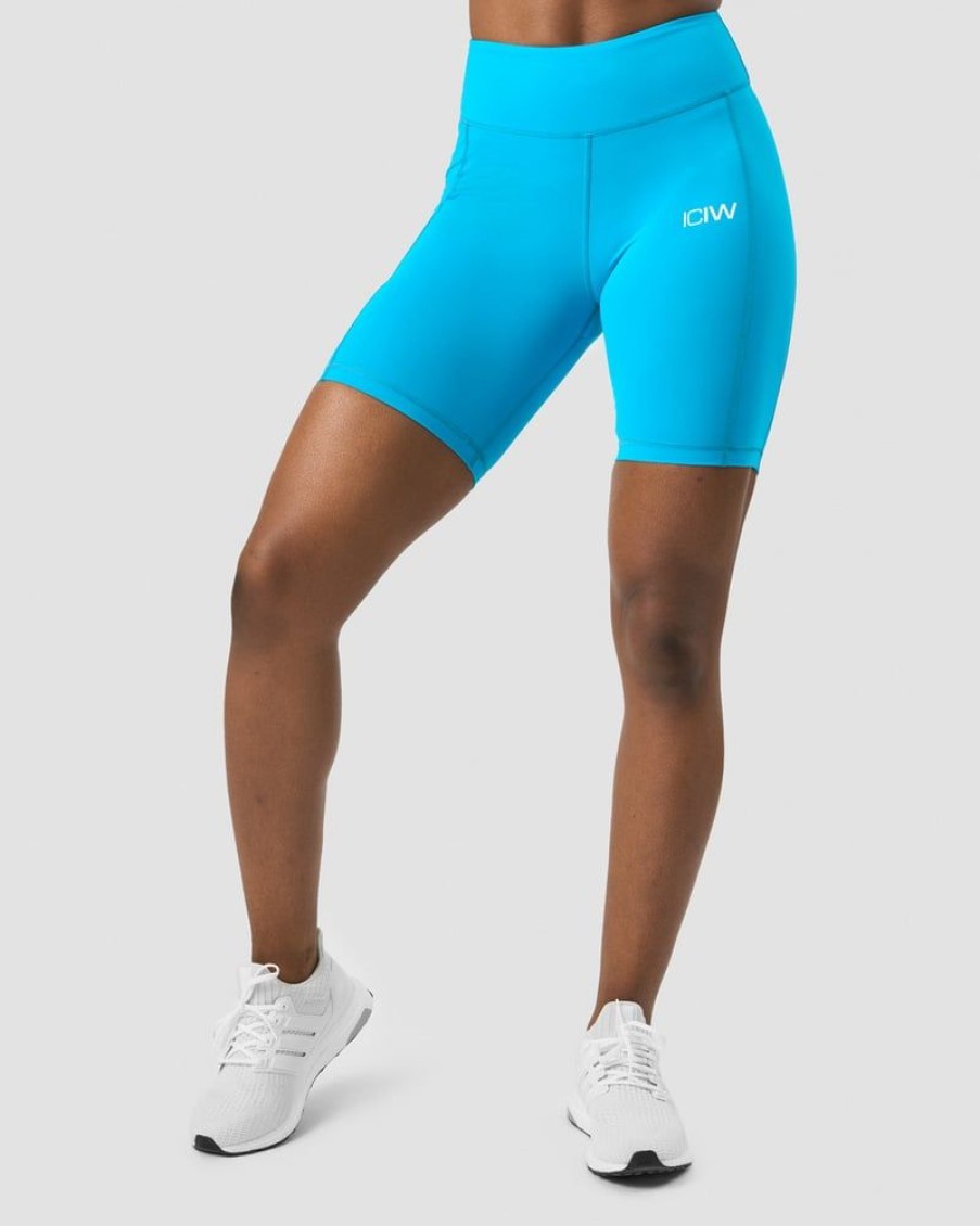 Damer ICIW Shorts | Scrunch V-Shape Pocket Biker Shorts Blue