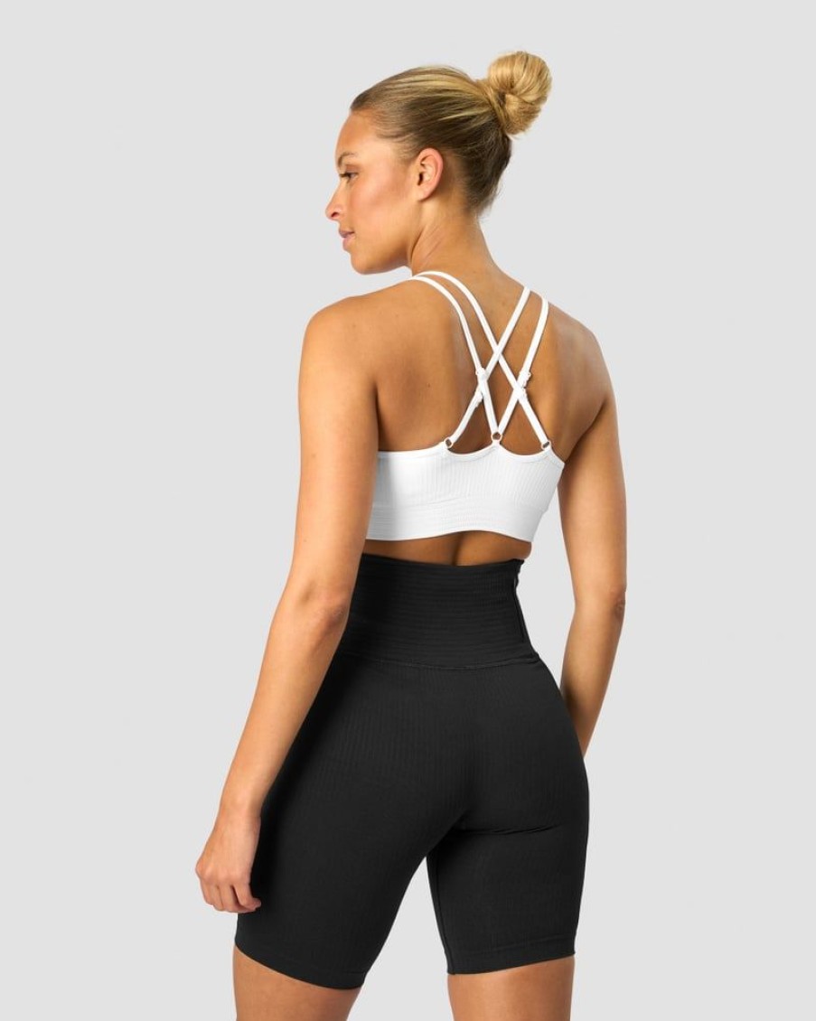 Damer ICIW Sports-Bh'Er | Ribbed Define Seamless Strappy Bra White