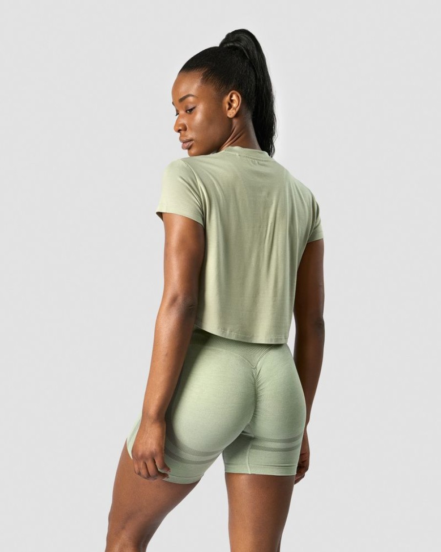 Damer ICIW T-Shirts | Rush Cropped T-Shirt Light Sage Green