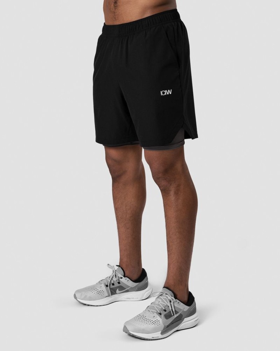 Herrer ICIW Shorts | Training 2-In-1 Shorts Black/Grey Men