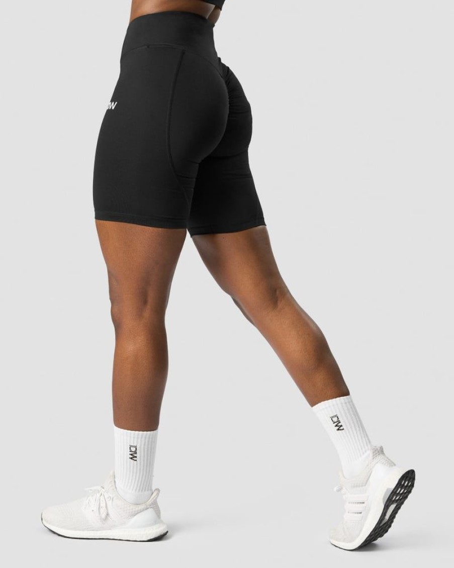 Damer ICIW Shorts | Scrunch V-Shape Biker Shorts Black