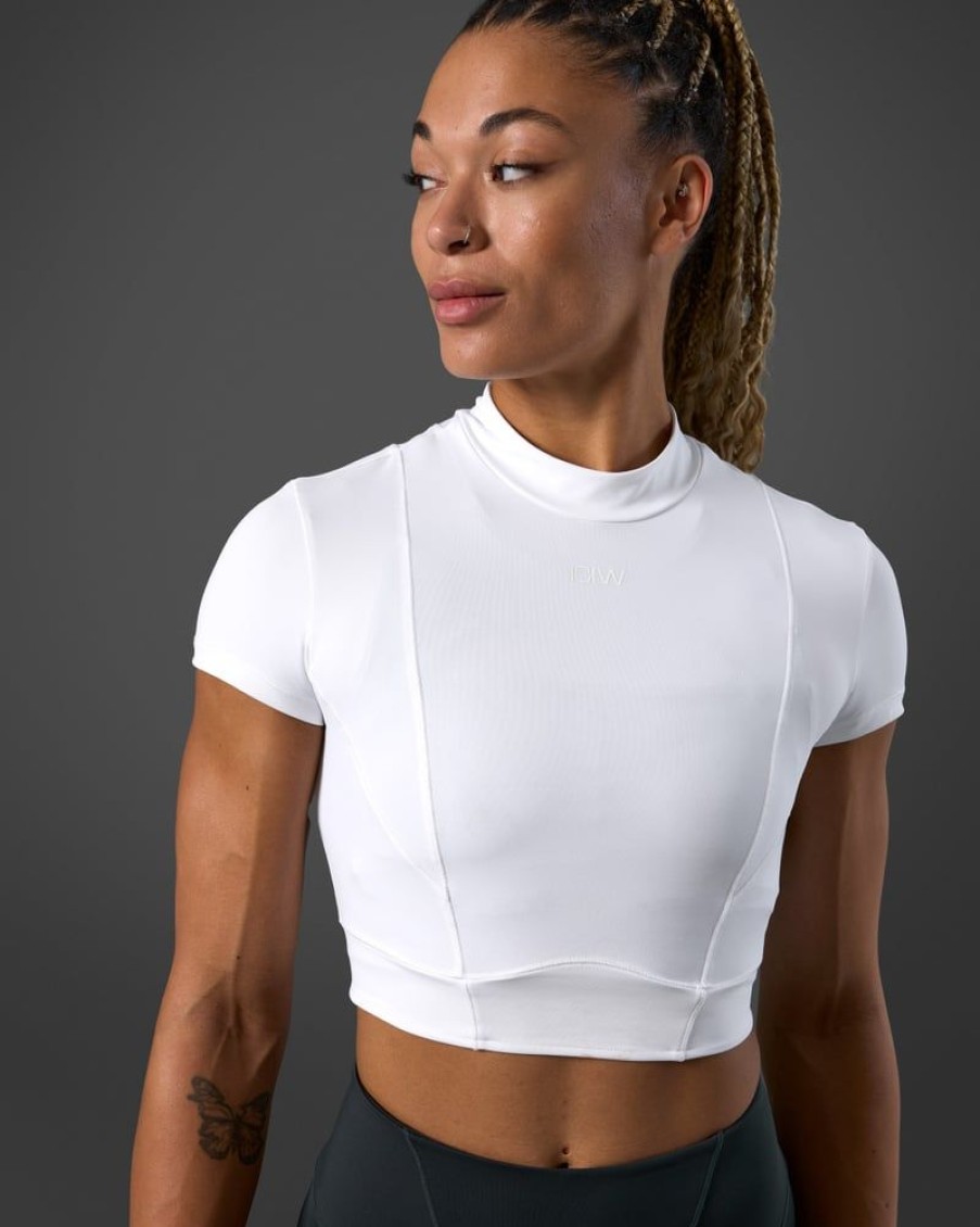 Damer ICIW T-Shirts | Reboot Cropped T-Shirt White