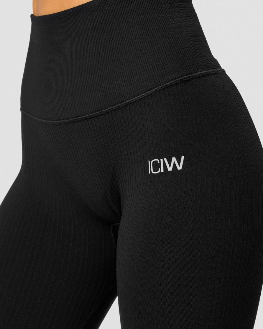 Damer ICIW Tights & Leggings | Ribbed Define Seamless Pocket Tights Black