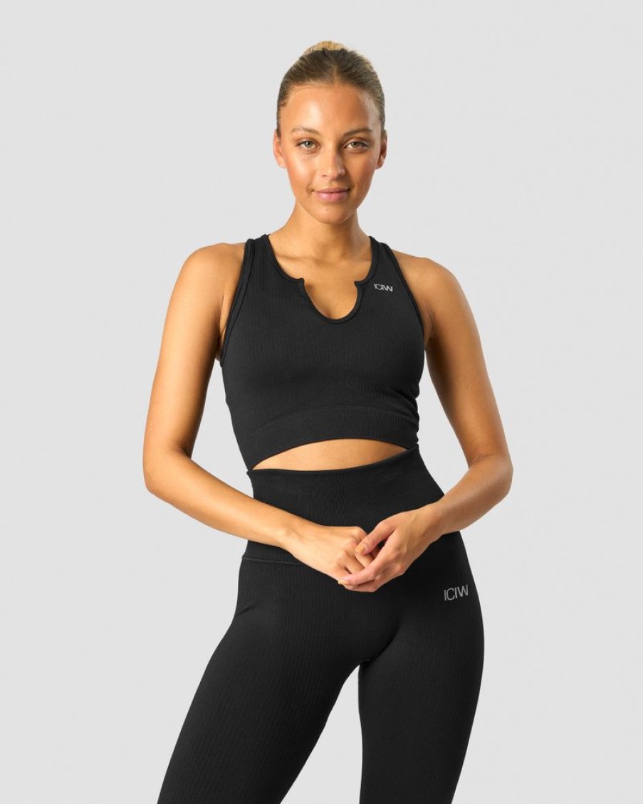 Damer ICIW Seamless Traeningstoj | Ribbed Define Seamless Tank Top Black