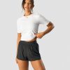 Damer ICIW T-Shirts | Charge Cropped Mid Sleeve Wmn White