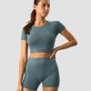 Damer ICIW Seamless Traeningstoj | Define Seamless Logo T-Shirt Crop Top Jungle Green