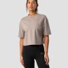 Damer ICIW T-Shirts | Everyday Cotton Cropped T-Shirt Greige