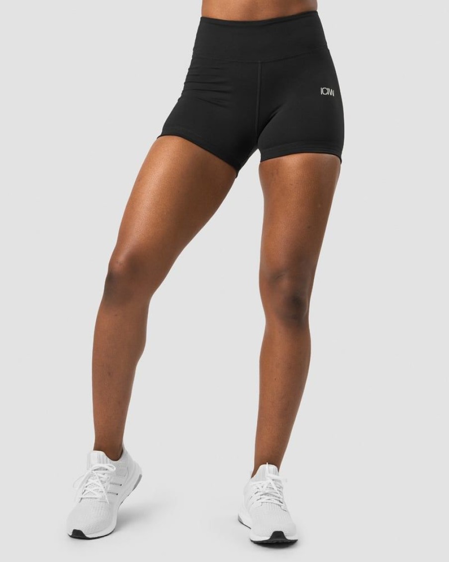 Damer ICIW Shorts | Classic V-Shape Tight Shorts Black Wmn